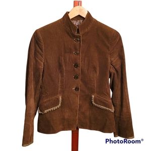 Fuentecapala Dark Academia Brown Corduroy Blazer